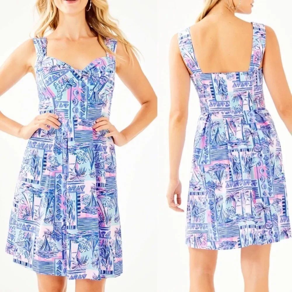 Lilly Pulitzer NWT Cyndi Dress Whisper Blue Yeah Buoy 00